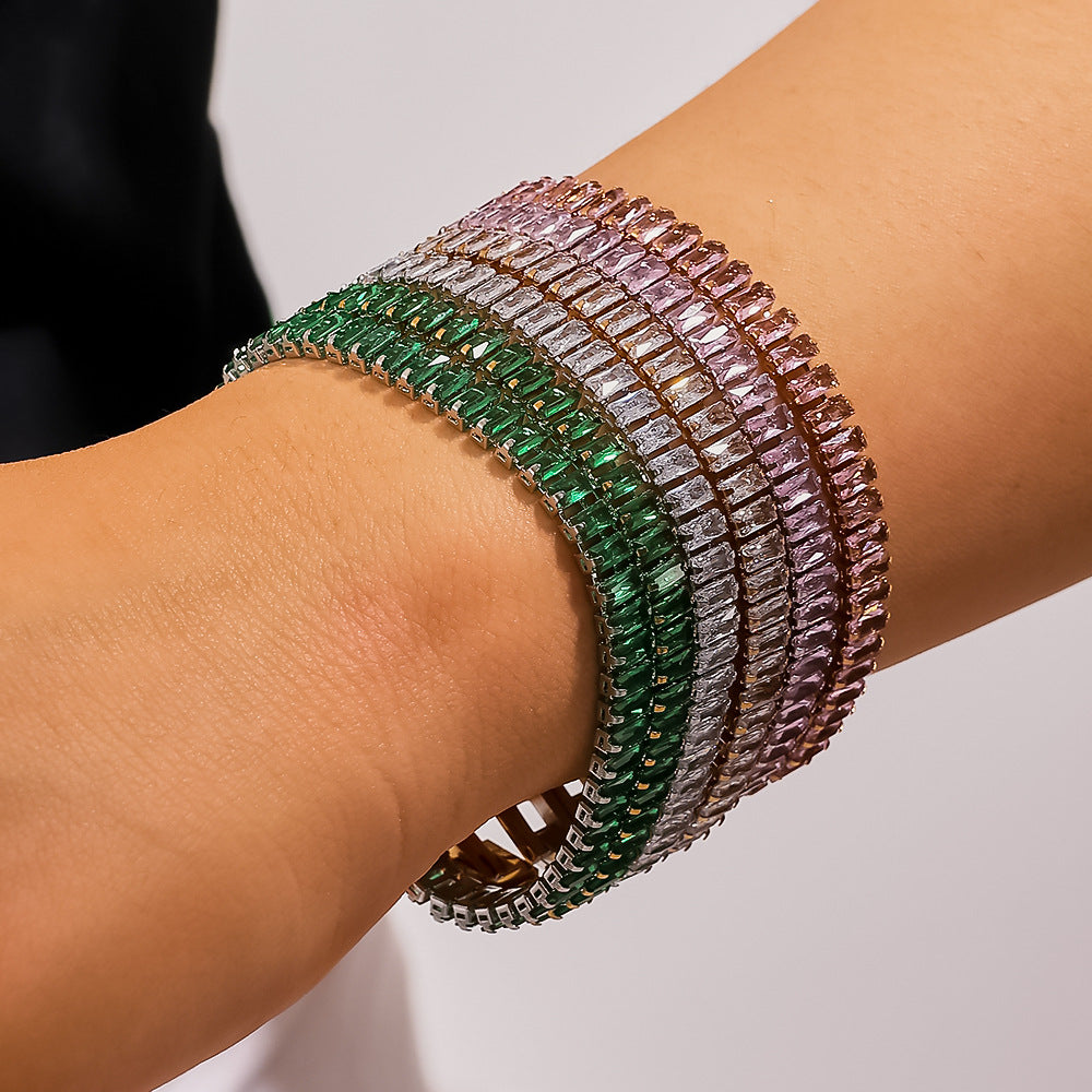 Stainless steel color zircon tennis chain - MERGE.DAY.1.FREESTYLE