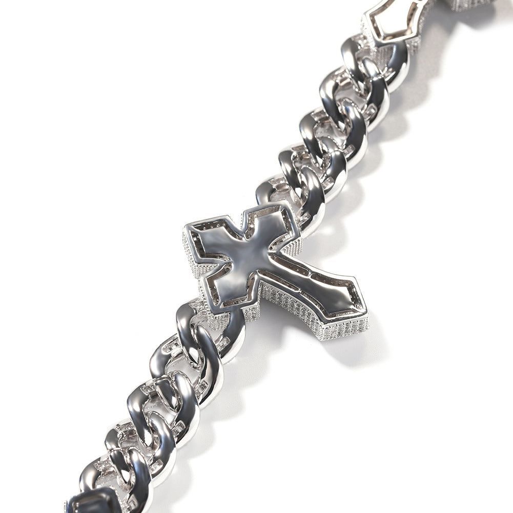 cuban link chain cross tennis necklace - MERGE.DAY.1.FREESTYLE