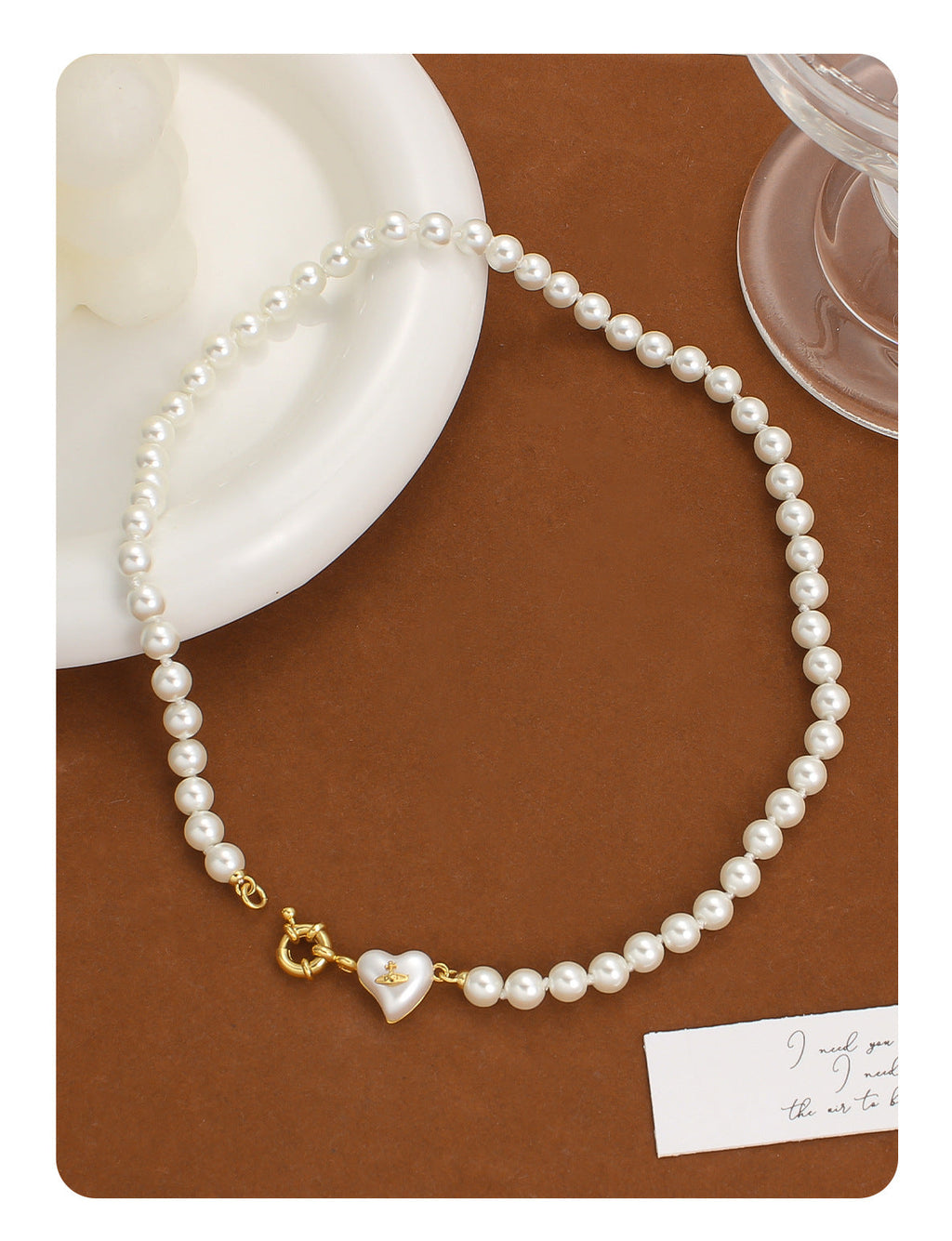 Women's retro heart pearl necklace clavicle chain - MERGE.DAY.1.FREESTYLE
