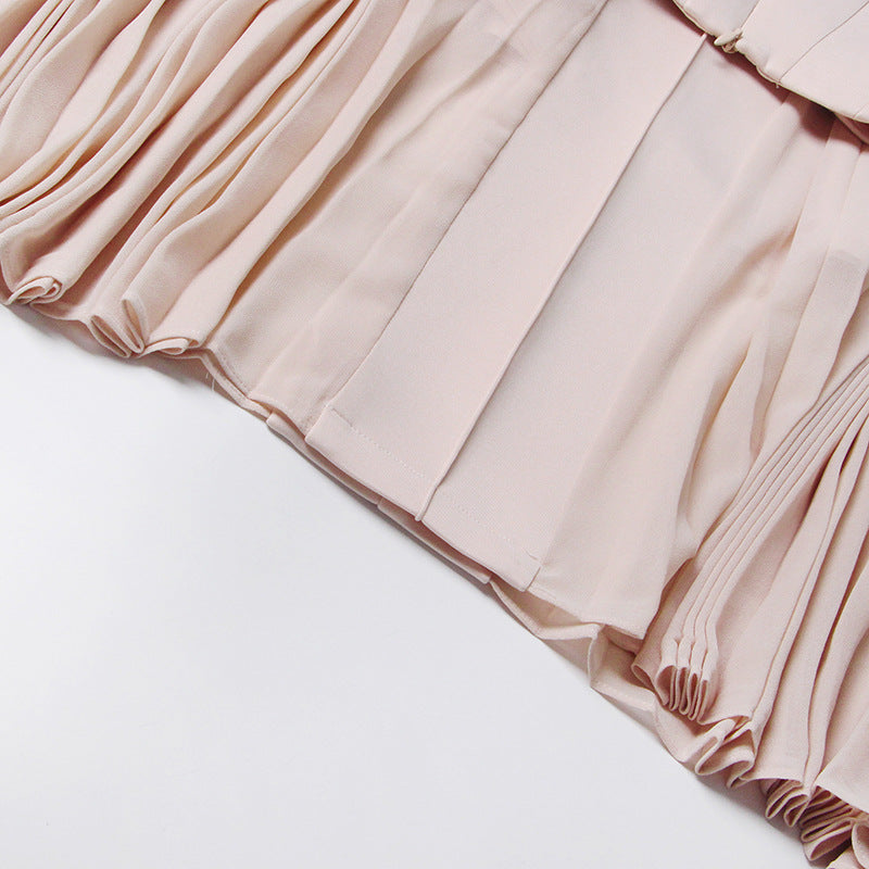 Pleated round neck sleeveless A dress with waist slimming long skirt - MERGE.DAY.1.FREESTYLE