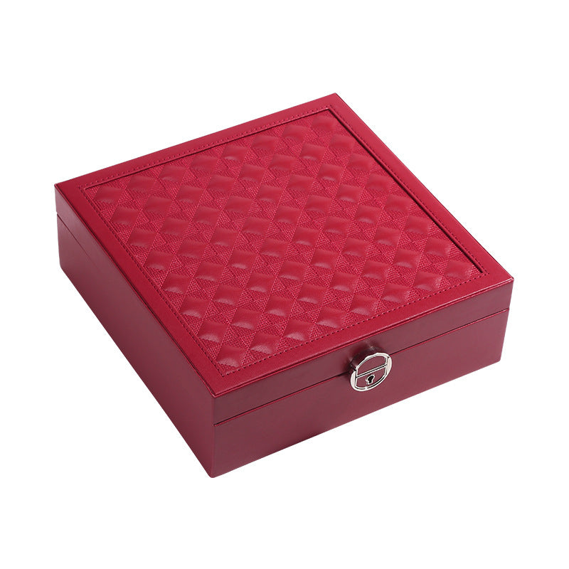 PU leather lockable mirror three-layer single-layer jewelry box - MERGE.DAY.1.FREESTYLE