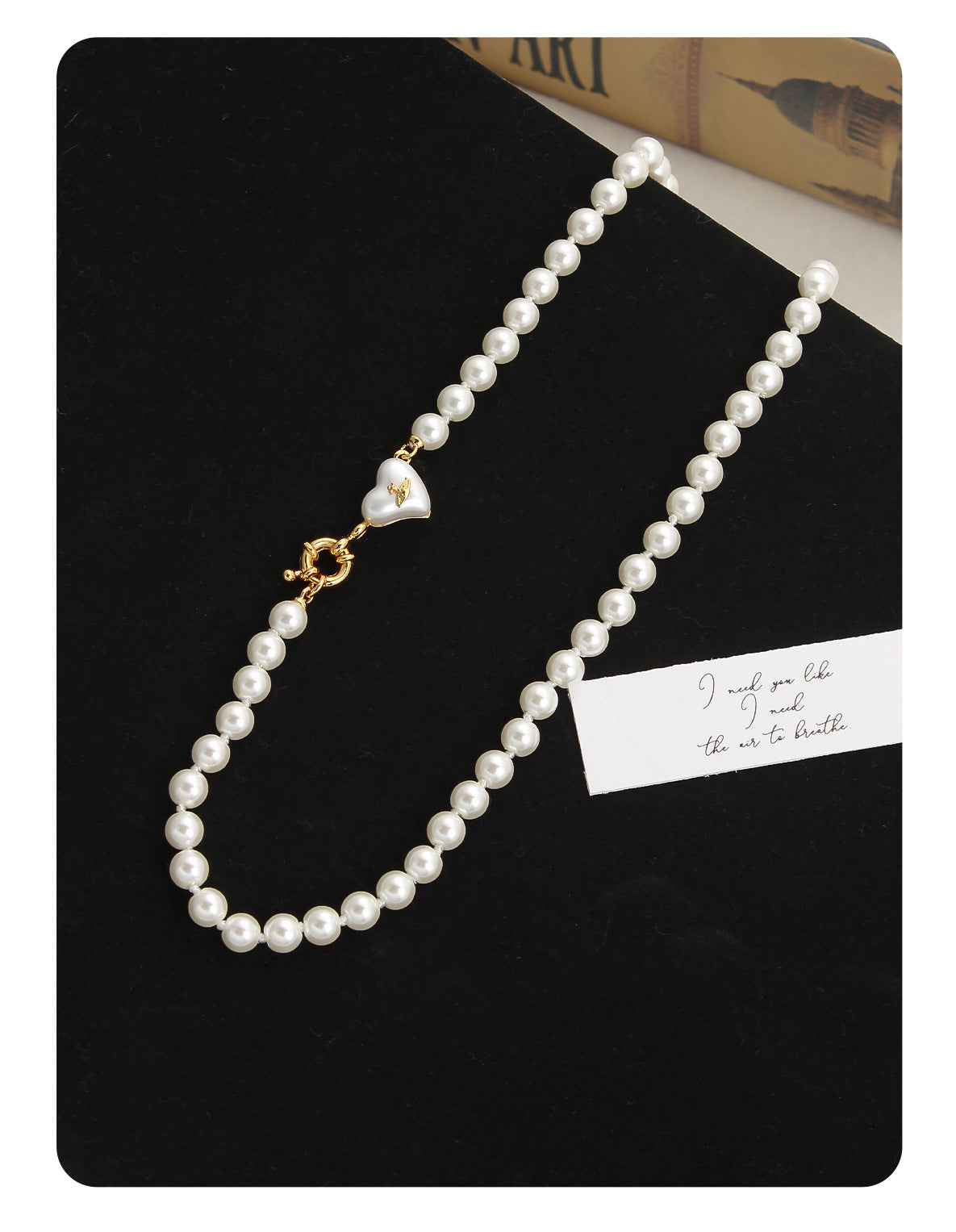 Women's retro heart pearl necklace clavicle chain - MERGE.DAY.1.FREESTYLE