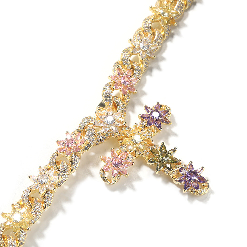 Colorful zircon ice flower cross necklace - MERGE.DAY.1.FREESTYLE
