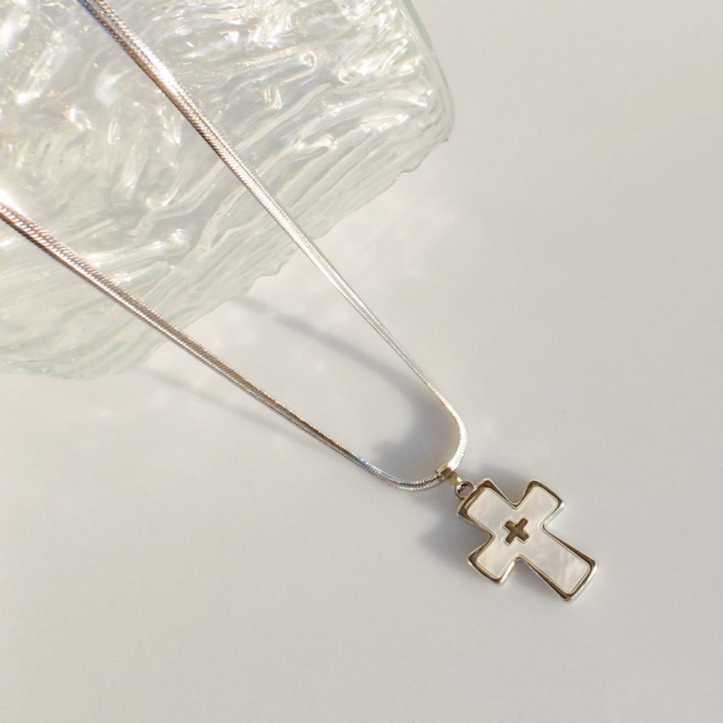 High-grade blade chain double cross pendant necklace - MERGE.DAY.1.FREESTYLE