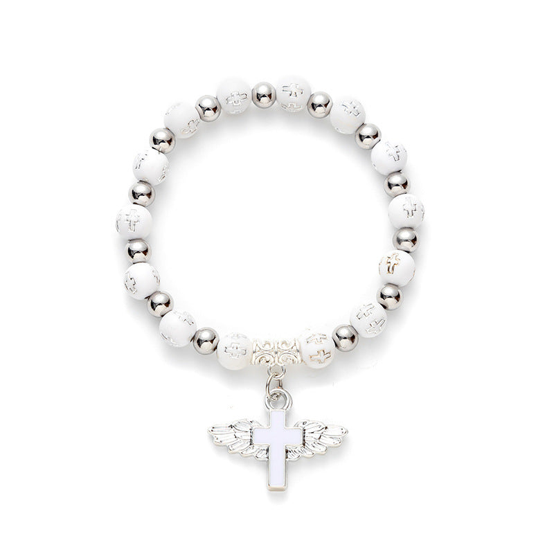 rosary bracelet acrylic cross angel hand jewelry - MERGE.DAY.1.FREESTYLE