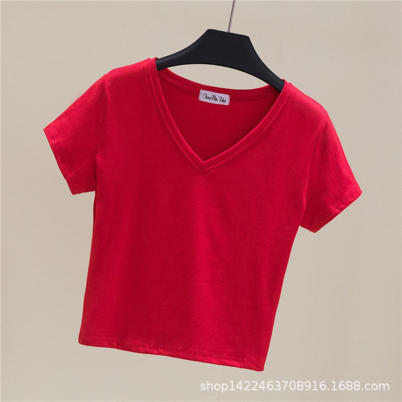 V-neck midriff-baring slim-waisted top - MERGE.DAY.1.FREESTYLE