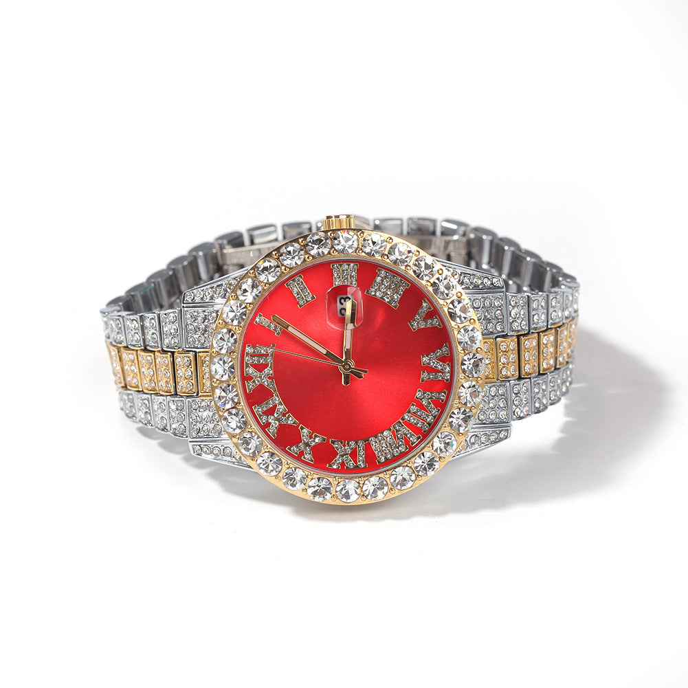 Hip-hop watch with Roman numerals and diamonds, large dial - MERGE.DAY.1.FREESTYLE