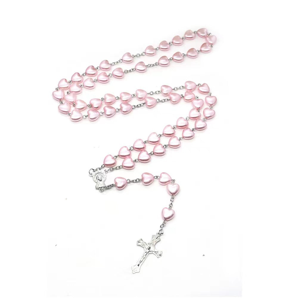 Heart-shaped pink rosary necklace - MERGE.DAY.1.FREESTYLE