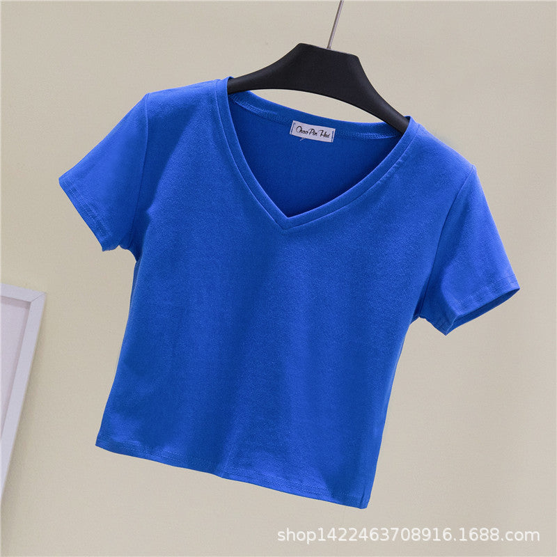 V-neck midriff-baring slim-waisted top - MERGE.DAY.1.FREESTYLE