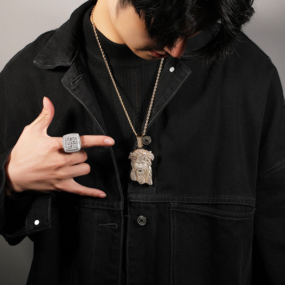 Hip Hop Iced Out CZ Jesus Piece Pendant Necklace - MERGE.DAY.1.FREESTYLE