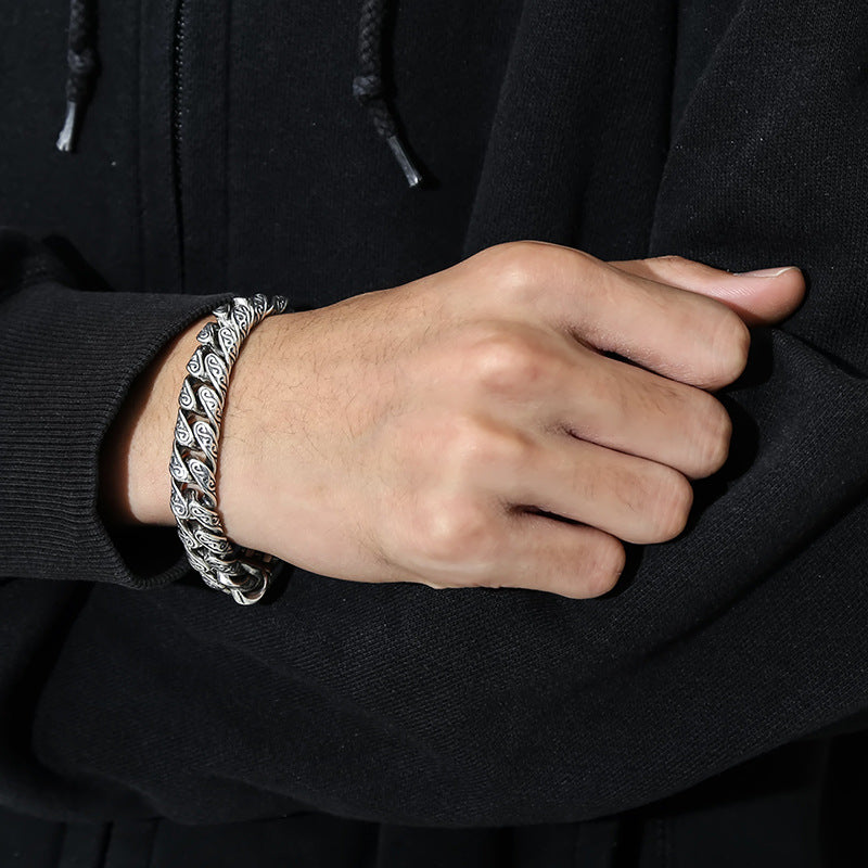 ang grass pattern silver-plated chunky bracelet - MERGE.DAY.1.FREESTYLE