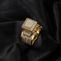 Hip-hop square diamond-encrusted couple ring - MERGE.DAY.1.FREESTYLE