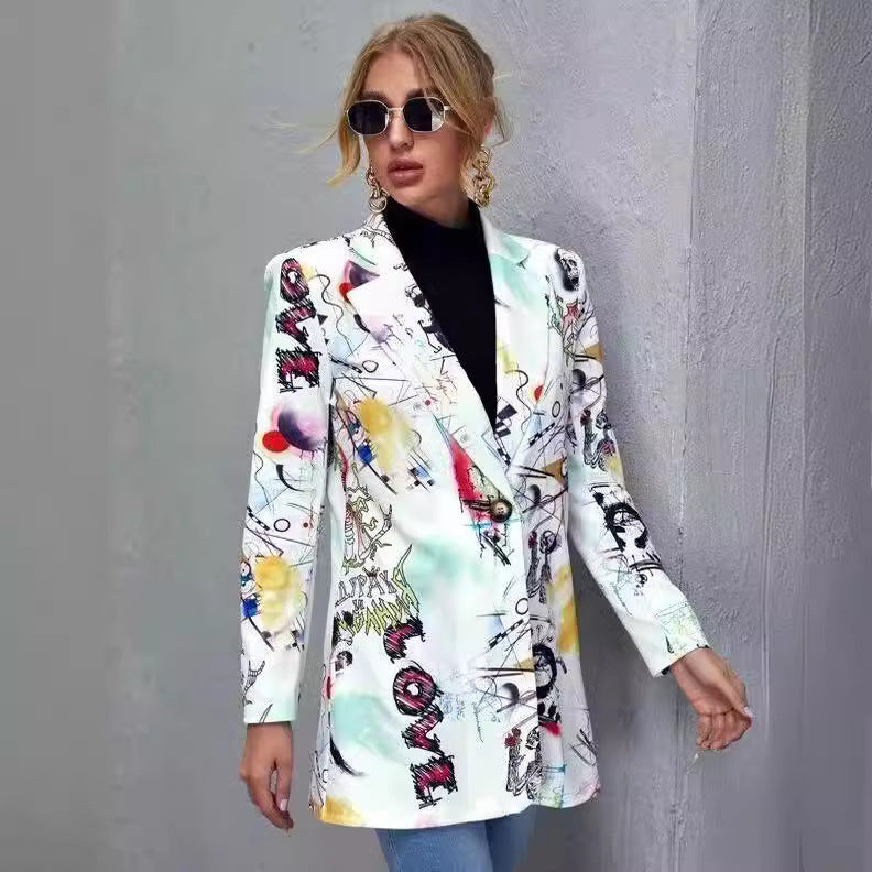 Printed slim fit mid-length jacket - MERGE.DAY.1.FREESTYLE