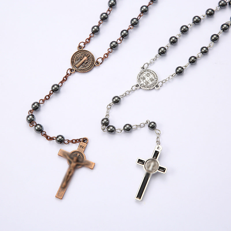Hematite Cross Necklace - MERGE.DAY.1.FREESTYLE