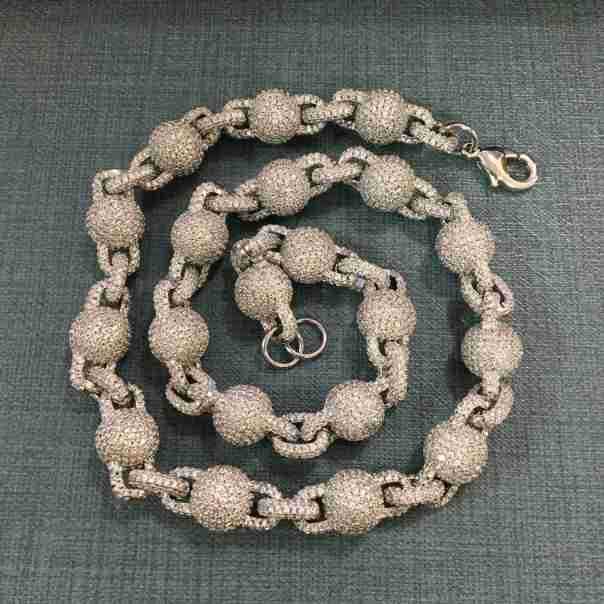 10mm Micropaved 5A Zirconia Ball Chain Necklace - MERGE.DAY.1.FREESTYLE