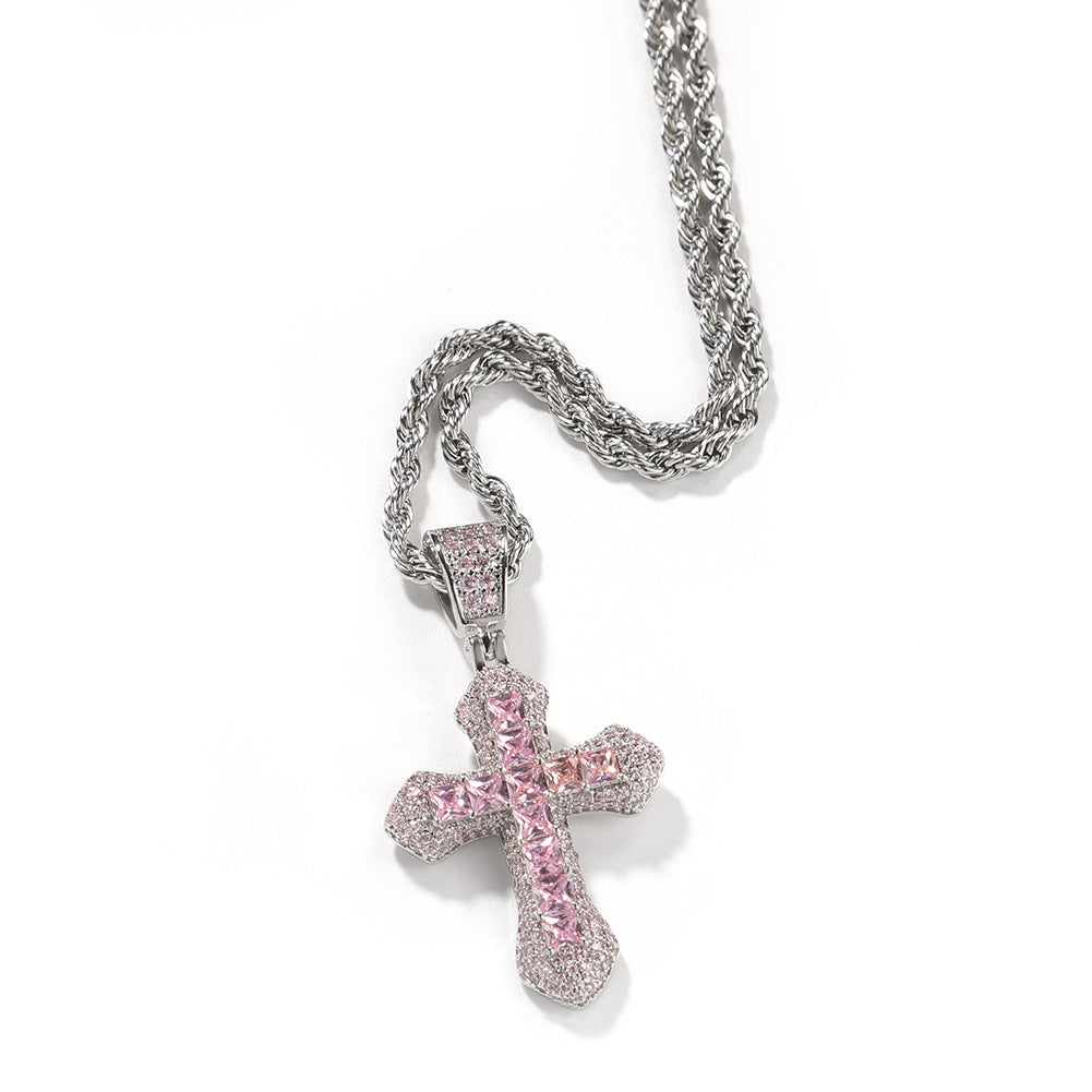 Blue Zircon Cross Hip-hop Necklace - MERGE.DAY.1.FREESTYLE
