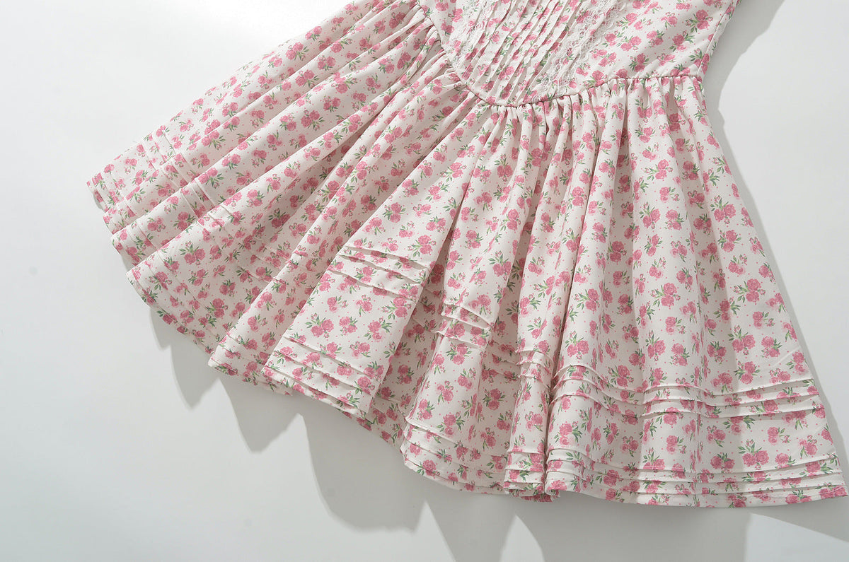French girl floral suspender dress playful summer dress - MERGE.DAY.1.FREESTYLE