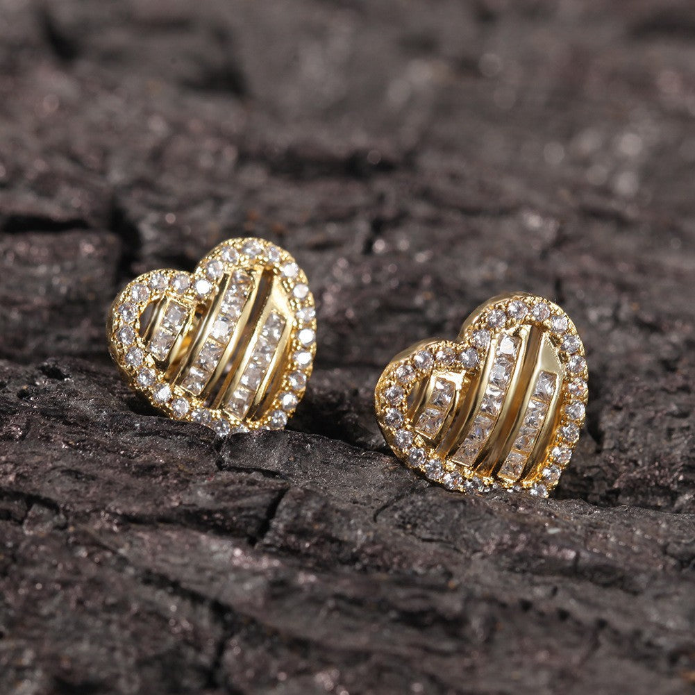 Hip Hop diamond-encrusted 925 silver stud earrings - MERGE.DAY.1.FREESTYLE