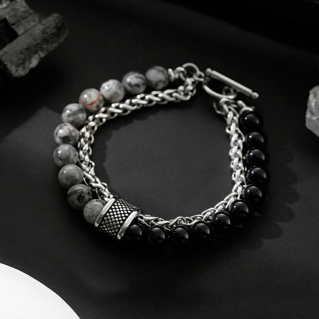Obsidian beaded bracelet - MERGE.DAY.1.FREESTYLE