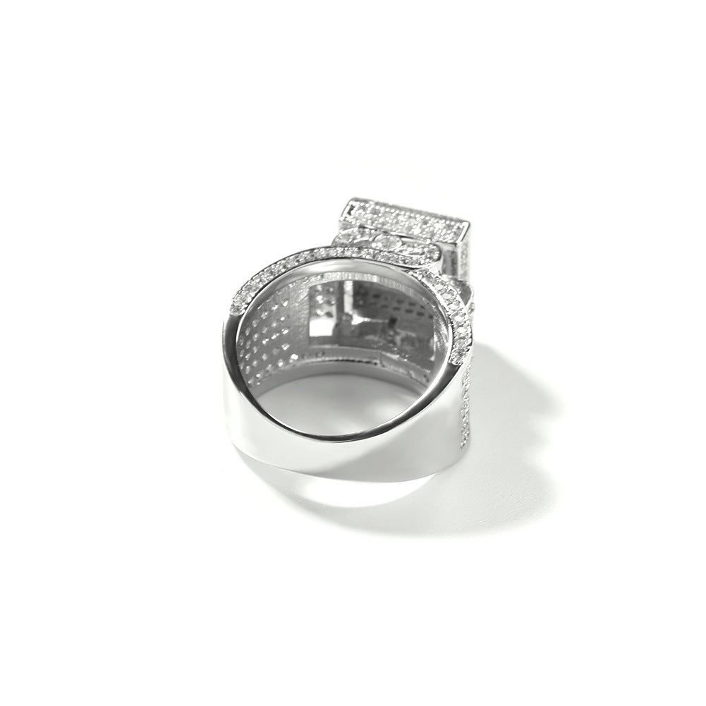 Hip-hop square diamond-encrusted couple ring - MERGE.DAY.1.FREESTYLE