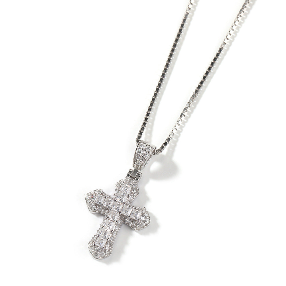 Gold-plated, diamond-encrusted mini cross necklace - MERGE.DAY.1.FREESTYLE