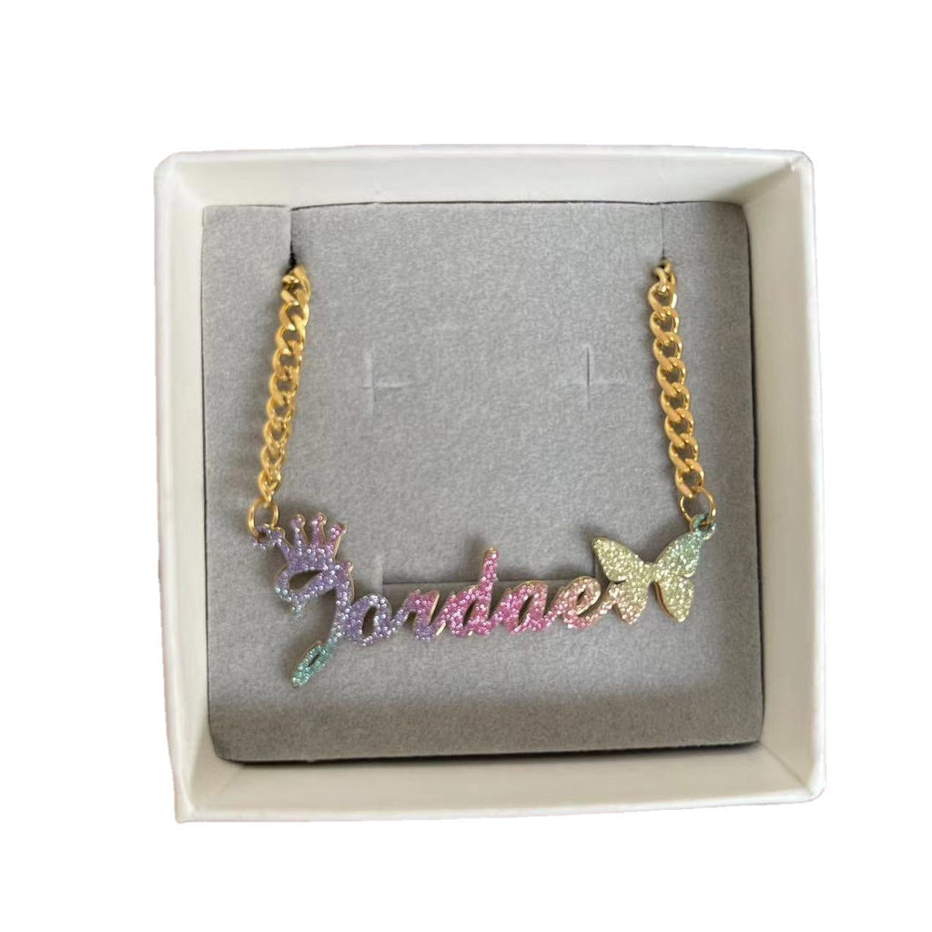Custom Color Sticker Name Necklace Pendant - MERGE.DAY.1.FREESTYLE