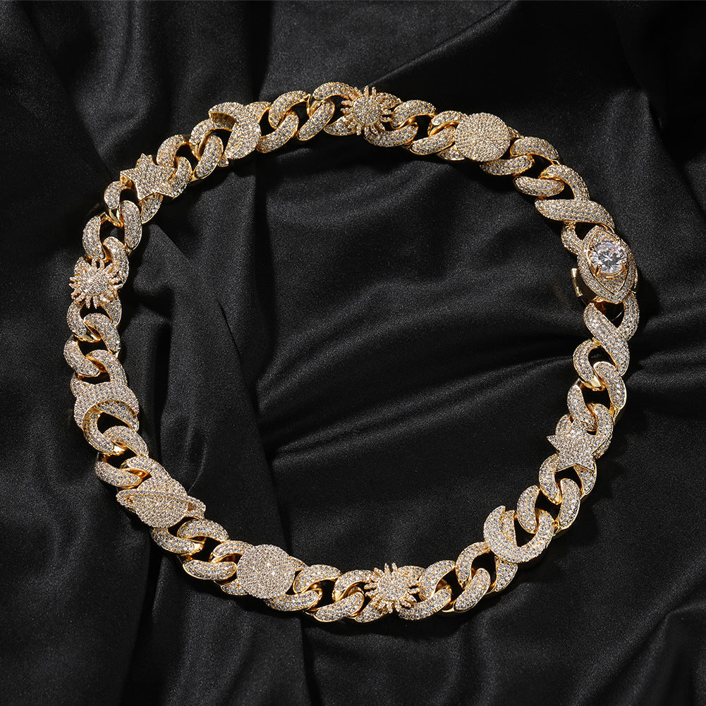 Hip-hop zircon-encrusted sun, star and eye necklace - MERGE.DAY.1.FREESTYLE