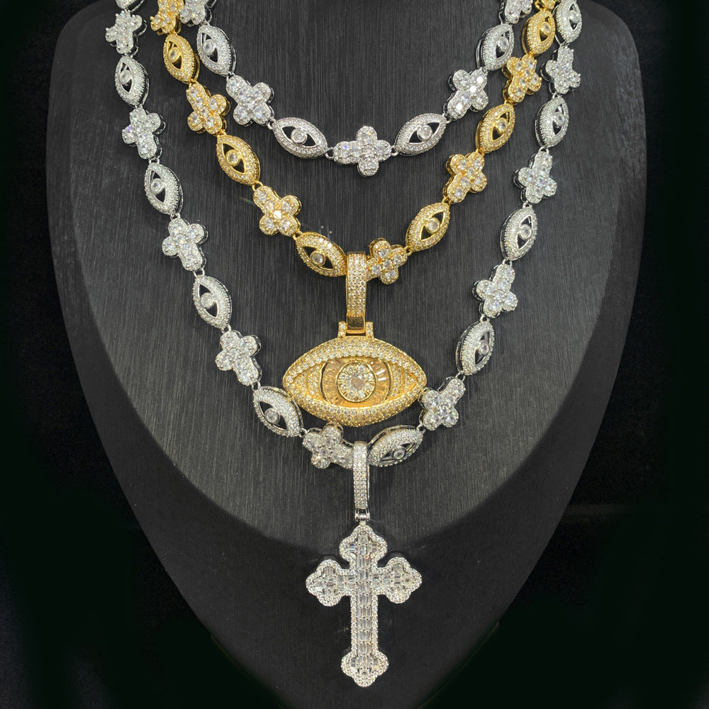 Cross Zircon Eye Pendant Hip Hop Necklace - MERGE.DAY.1.FREESTYLE