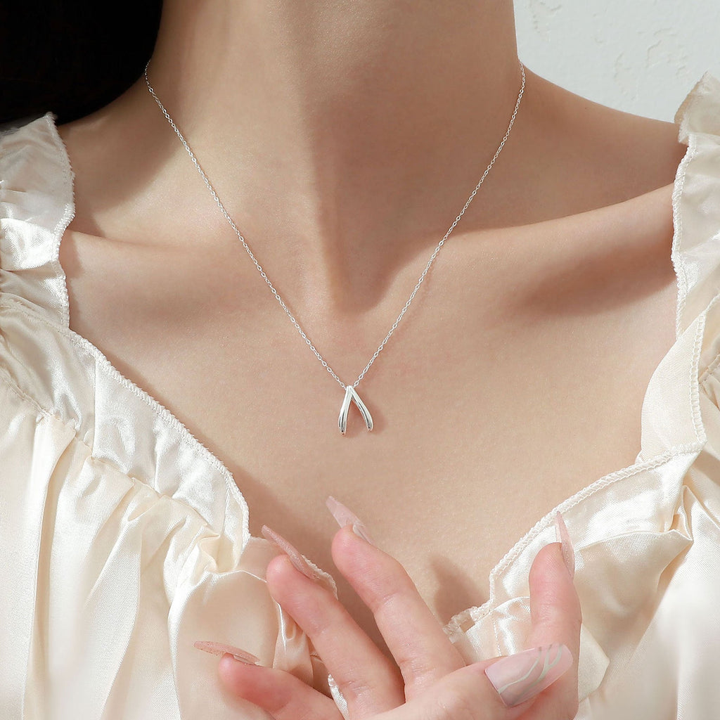 Sterling Silver Wishbone Necklace - MERGE.DAY.1.FREESTYLE