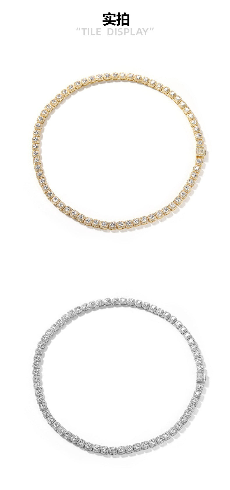 Zircon Hip Hop Necklace 7mm Gold Plated Rock Candy Chain - MERGE.DAY.1.FREESTYLE