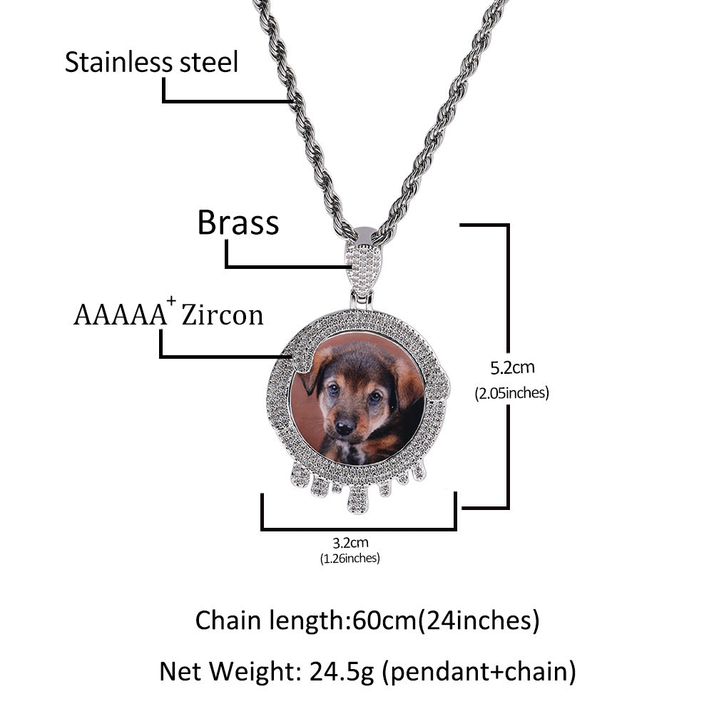Hip hop round water drop diy photo pendant - MERGE.DAY.1.FREESTYLE