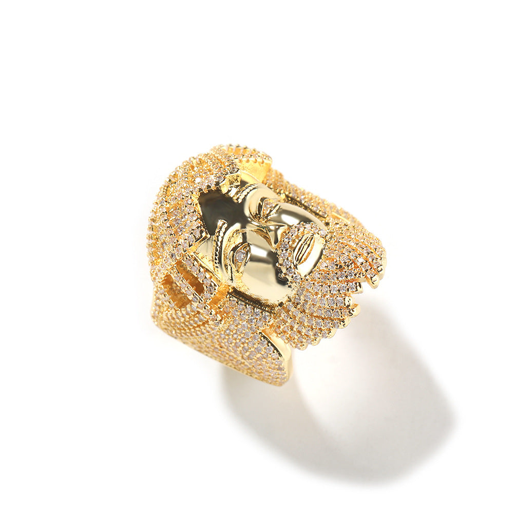 Hip-hop exaggerated portrait inlaid zircon ring - MERGE.DAY.1.FREESTYLE