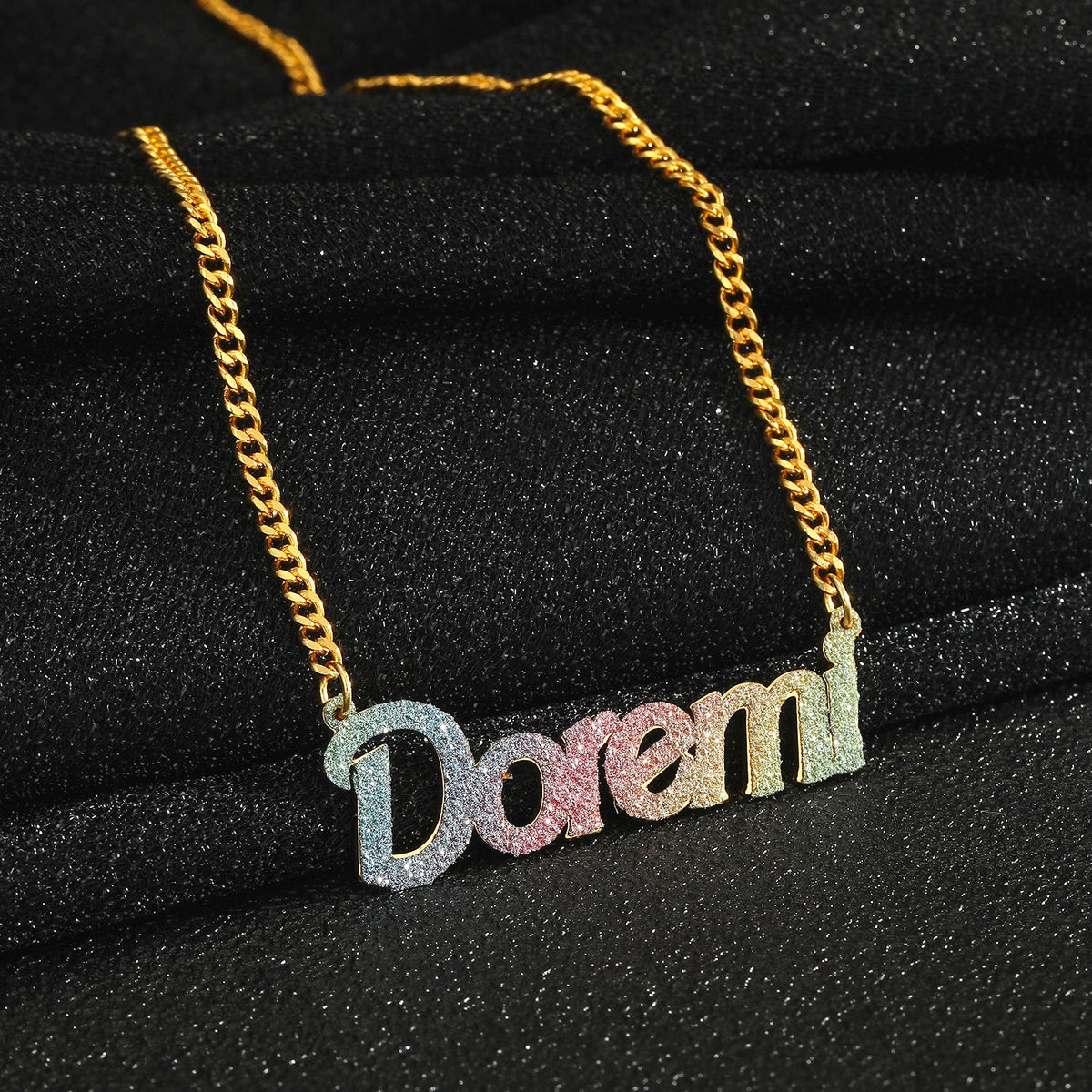 Colorful Name Necklace DIY Titanium Steel Glitter Pink Pendant - MERGE.DAY.1.FREESTYLE