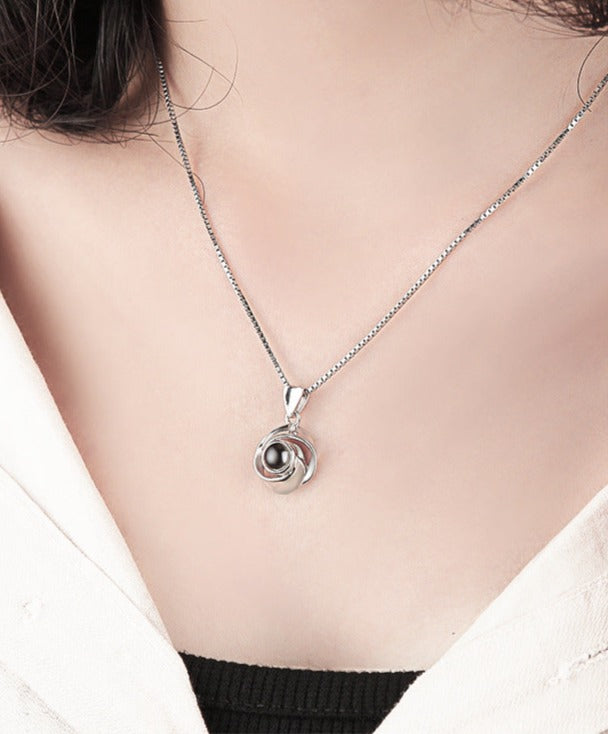 Rose Flower Photo Projection Necklace - MERGE.DAY.1.FREESTYLE