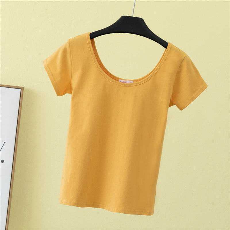 Summer slim fit large U-neck short-sleeved T-shirt - MERGE.DAY.1.FREESTYLE