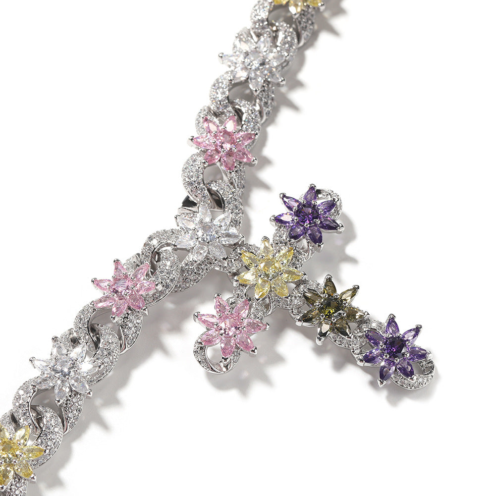 Colorful zircon ice flower cross necklace - MERGE.DAY.1.FREESTYLE