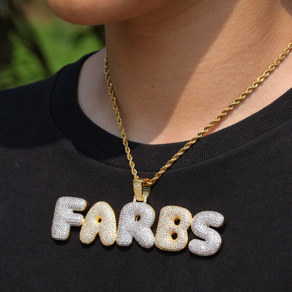 Hip-Hop Zircon English 26 Letters Micropaved Pendant - MERGE.DAY.1.FREESTYLE