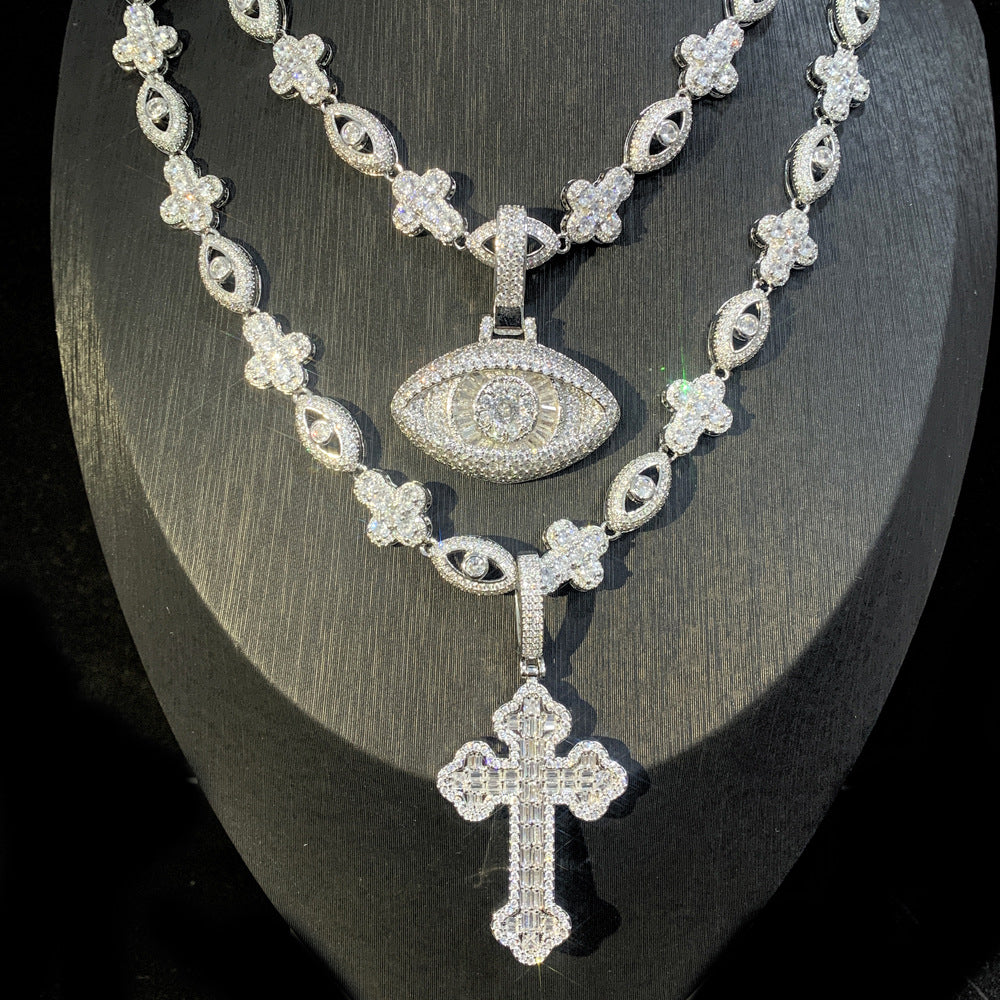 Cross Zircon Eye Pendant Hip Hop Necklace - MERGE.DAY.1.FREESTYLE