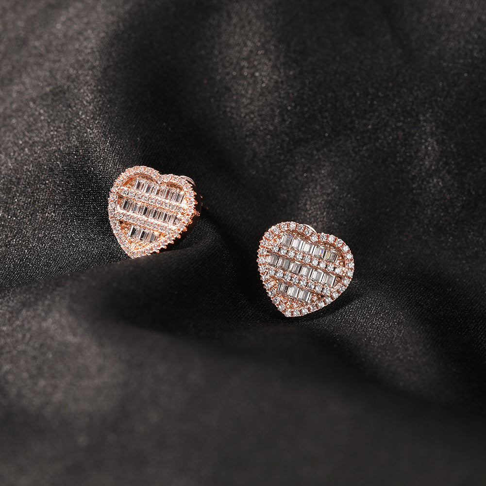 Hip-hop inlaid zircon heart-shaped earrings - MERGE.DAY.1.FREESTYLE