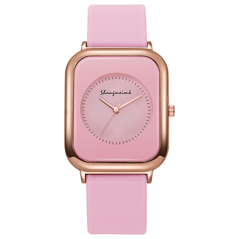 Casual square-shaped, elegant quartz silicone strap student watches. - MERGE.DAY.1.FREESTYLE