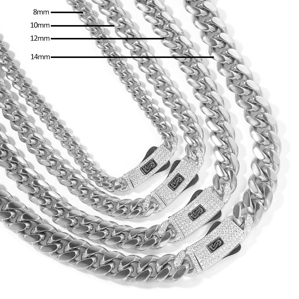 Hip-hop diamond-encrusted clasp smooth Cuban chain - MERGE.DAY.1.FREESTYLE