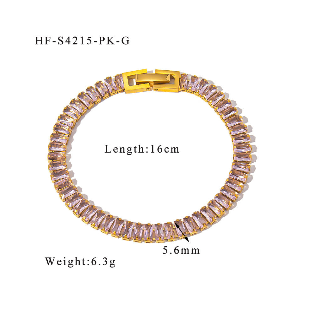 Stainless steel color zircon tennis chain - MERGE.DAY.1.FREESTYLE