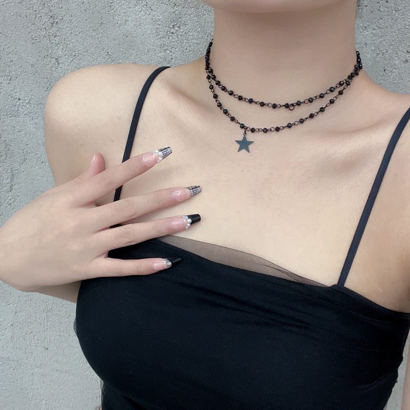 Dark Cross Rose Star Necklace - MERGE.DAY.1.FREESTYLE