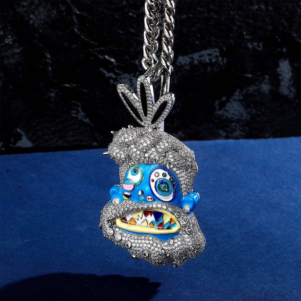 Diamond-studded colorful dripping oil cartoon head hip-hop pendant necklace wholesale - MERGE.DAY.1.FREESTYLE