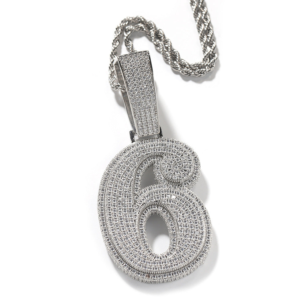 Hip-hop diamond-encrusted number pendant - MERGE.DAY.1.FREESTYLE