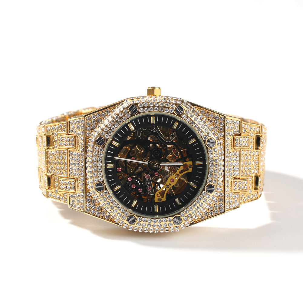 Hip Hop Full Diamond Hollow Case Mechanical Watch - MERGE.DAY.1.FREESTYLE