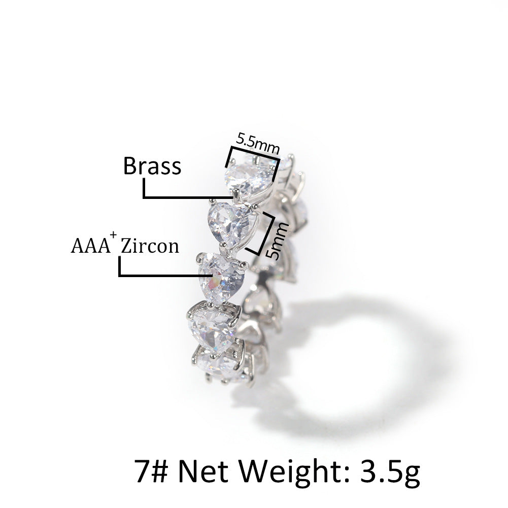 Hip-hop single-row heart-shaped zircon rings - MERGE.DAY.1.FREESTYLE