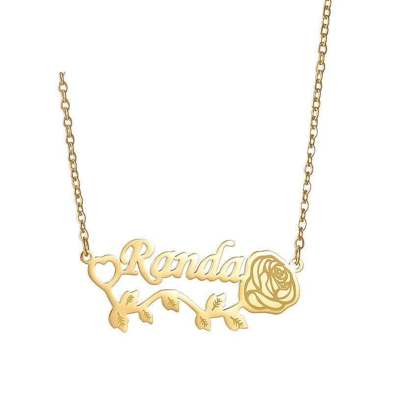 rose custom name necklace diy personalized jewelry - MERGE.DAY.1.FREESTYLE