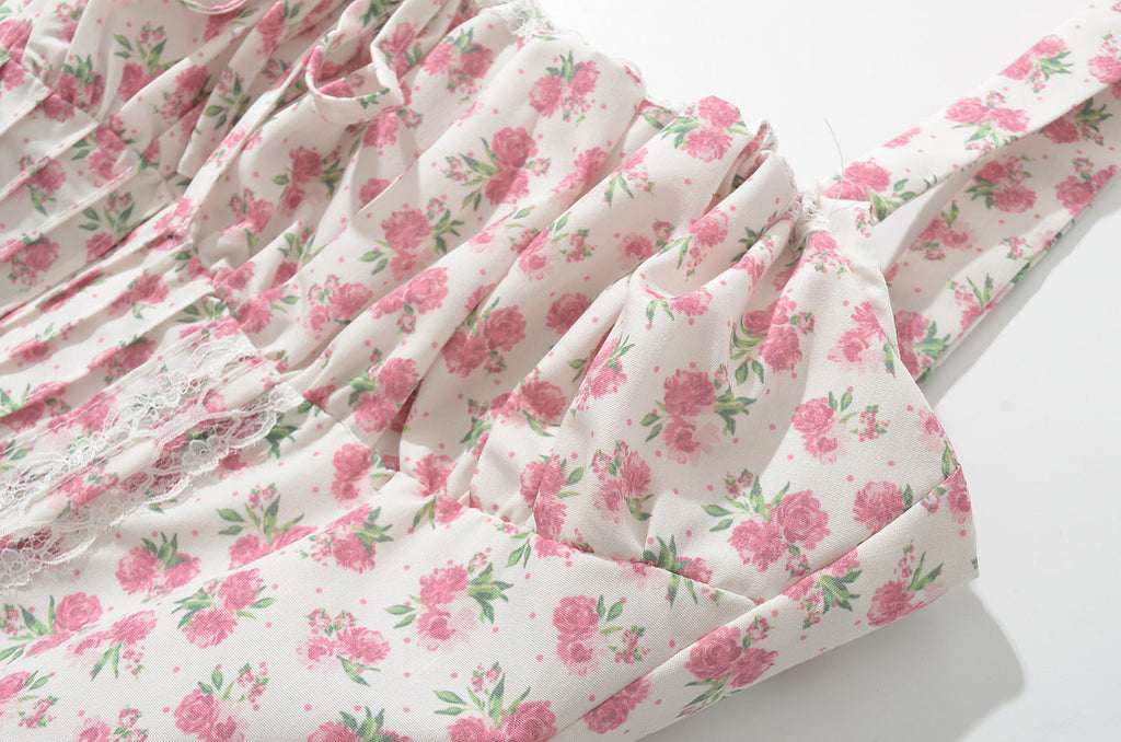 French girl floral suspender dress playful summer dress - MERGE.DAY.1.FREESTYLE