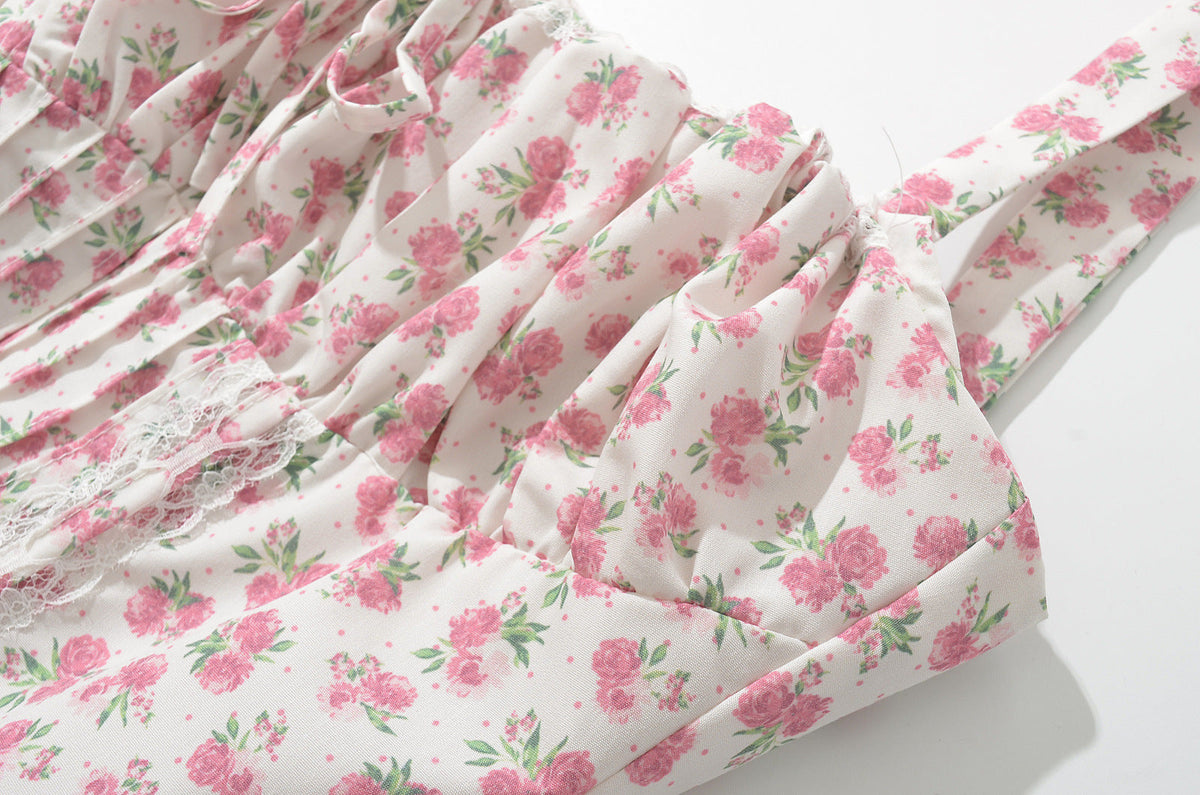 French girl floral suspender dress playful summer dress - MERGE.DAY.1.FREESTYLE